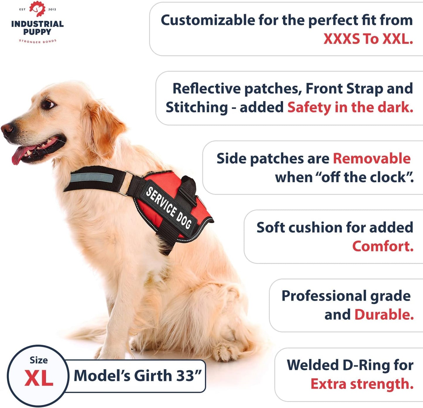 Premium Service Dog Vest and Leash Set - Reflective Patch, Comfortable Mesh Design, Sizes XXS to XXL