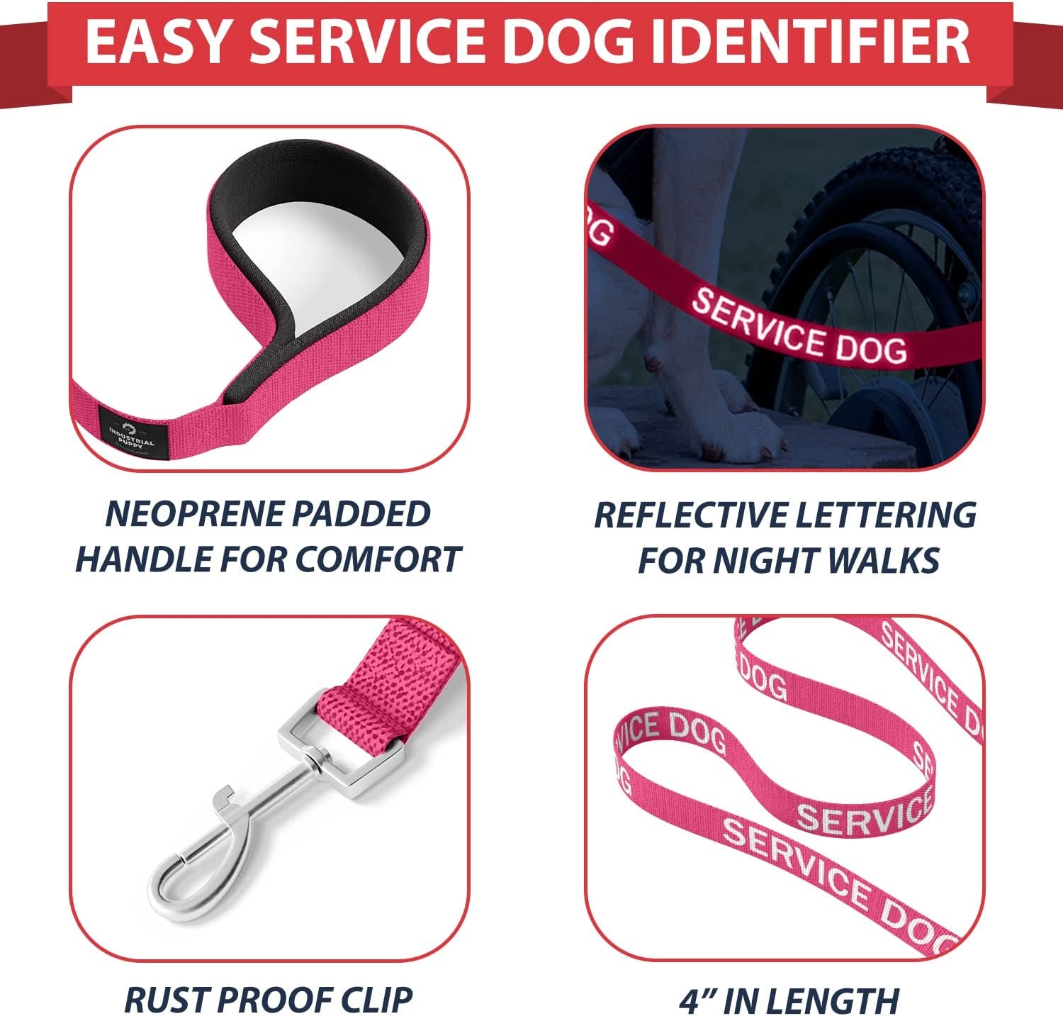 Premium Service Dog Vest and Leash Set - Reflective Patch, Comfortable Mesh Design, Sizes XXS to XXL